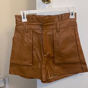 Brown leather shorts